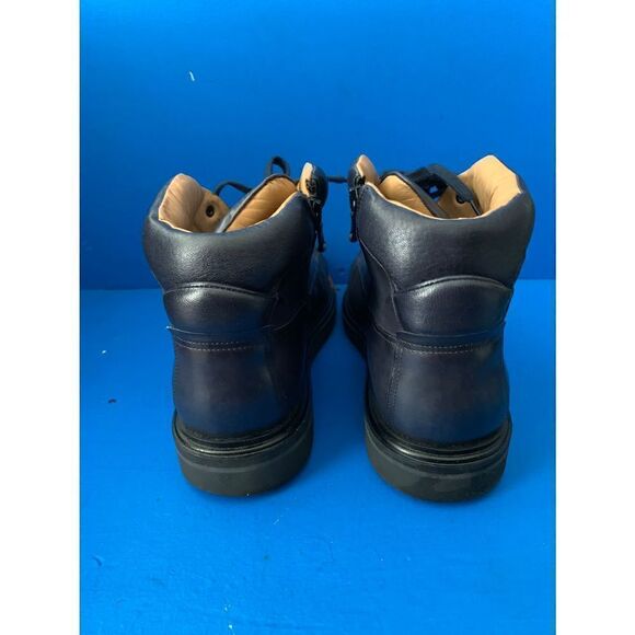 SANTONI EVEREST HIKING BOOT US 9.5 D DERBY BURNISHED NAVY ZIPPER - Picture 3 of 8